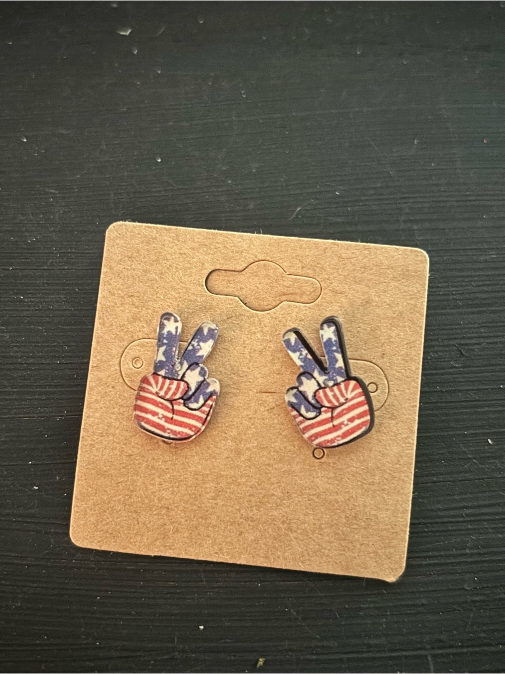 Patriotic Peace Sign Stud Earrings - American Flag Colors